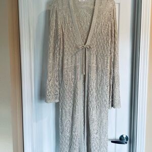 LC Lauren Conrad Long Pointelle Duster Cardigan